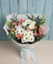 Букет цветов из:  Розы, Лизиантусы и Хризантемы #REPLACE_PRED# Холодном