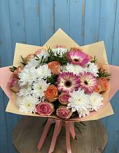 Букет цветов из:  Розы, Герберы и Хризантемы в Холодном