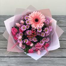 Букет цветов из:  Розы, Герберы и Хризантемы в Холодном