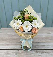 Букет цветов из:  Герберы, Розы и Хризантемы в Холодном